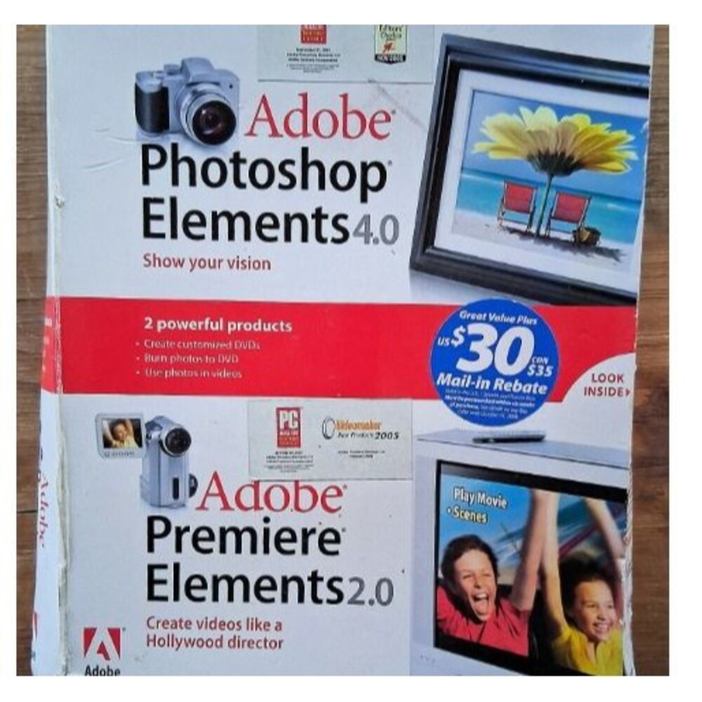 Adobe Photoshop NEW Adobe Photoshop 4.0 + Premiere 2.0 Elements Bundle - Windows